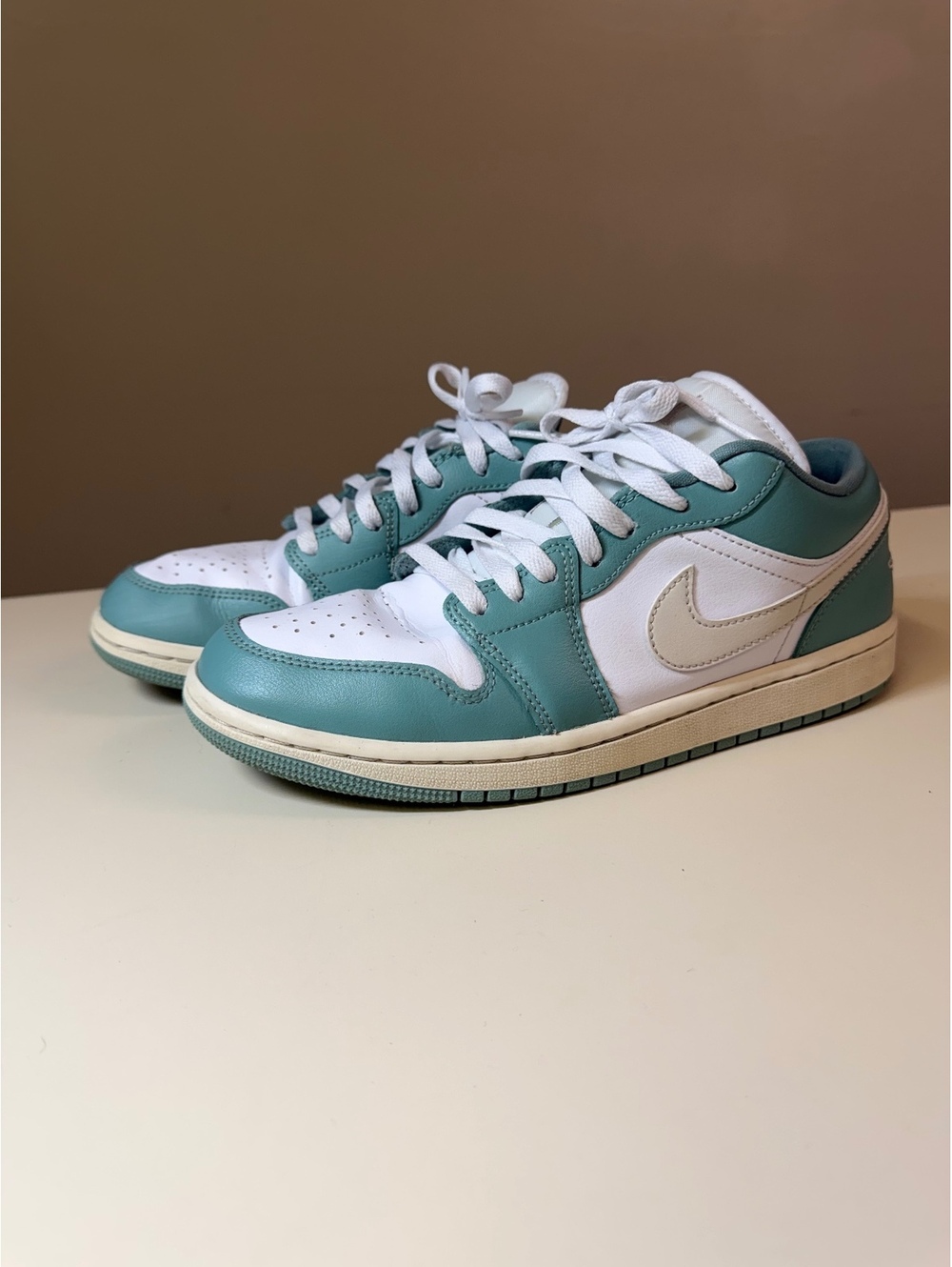 Nike Air Jordan 1 Low White and Light Blue Sneakers